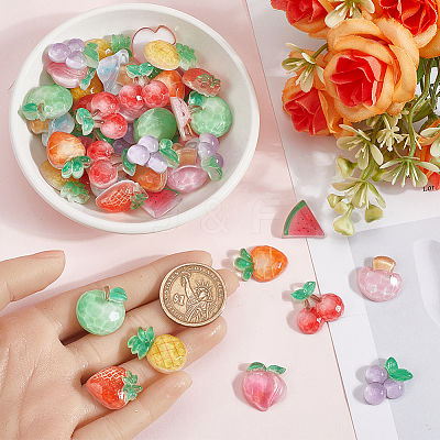 60Pcs 10 Styles Opaque Resin Cabochons RESI-SC0005-92-1