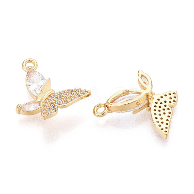 Brass Micro Pave Clear Cubic Zirconia Pendants KK-T077-37G-1