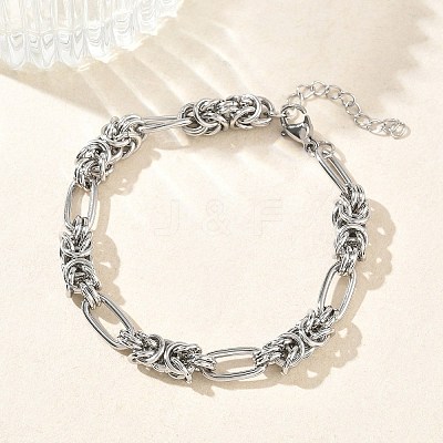 Unisex 304 Stainless Steel Byzantine Chains Bracelets BJEW-G790-06P-1