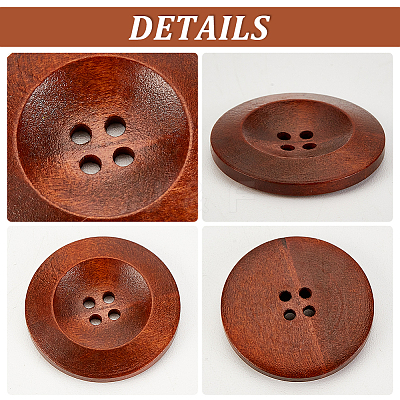 100Pcs 6 Style Natural Flat Round 4-hole Basic Sewing Button FIND-OC0002-11-1