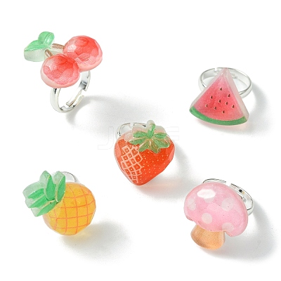 Fruit Resin Finger Ring RJEW-JR00642-1