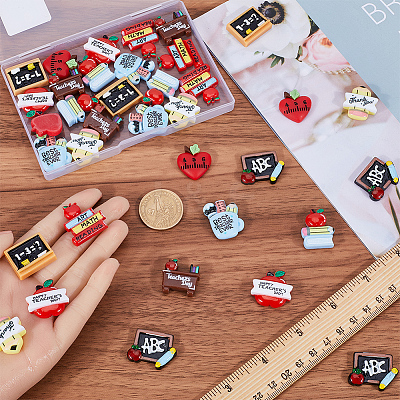 36pcs 9 styles Teachers' Day Theme Opaque Resin Cabochons CRES-SC0002-73-1