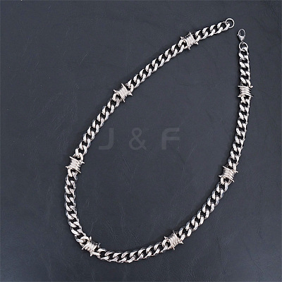 304 Stainless Steel & Zinc Alloy Thorned Cuban Link Chain Necklaces for Men FS-WGE9529-03-1