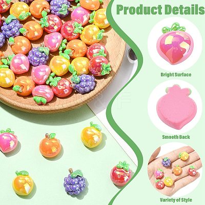 40Pcs 5 Styles UV Plating Opaque Resin Cabochons RESI-CJ0005-13-1