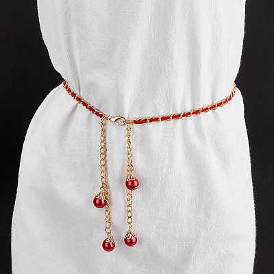 4Pcs 4 Colors Alloy Link Chain Belts AJEW-GA0006-30-1