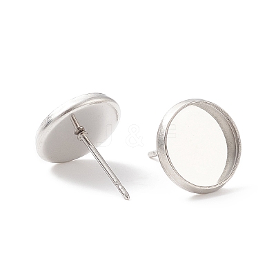 Tarnish Resistant 304 Stainless Steel Flat Round Stud Earring Settings STAS-I017-02-1