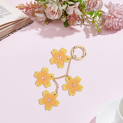 1Pc PU Leather Flower Pendant Decorations HJEW-CL0001-25-1