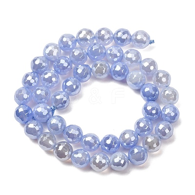Electroplated Natural Agate Beads Strands G-B191-A07-8mm-16-1