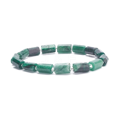 Natural Emerald Column Beaded Stretch Bracelet BJEW-JB07902-1
