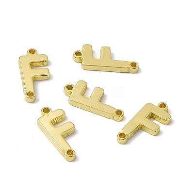Rack Plating Brass Letter Connector Charms KK-C007-38G-F-1
