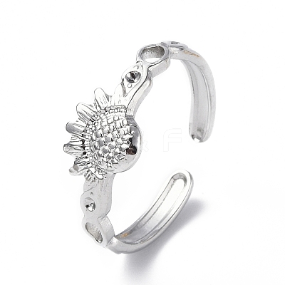 Non-Tarnish 304 Stainless Steel Open Cuff Ring Finding RJEW-C046-07P-1