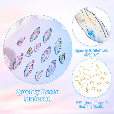 DIY Epoxy Resin Wing Pendants Dangle Earring Making Kits DIY-TA0012-37-1