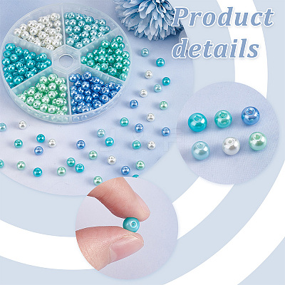 300Pcs 6 Colors Baking Paint Pearlized Glass Pearl Round Beads HY-AR0001-07-1