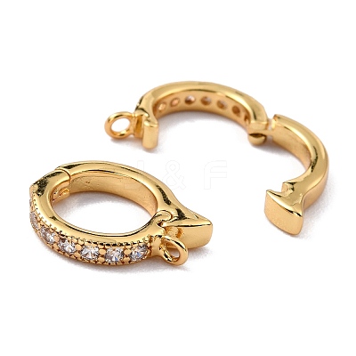 Brass Micro Pave Clear Cubic Zirconia Hoop Earring Findings ZIRC-I054-10G-1