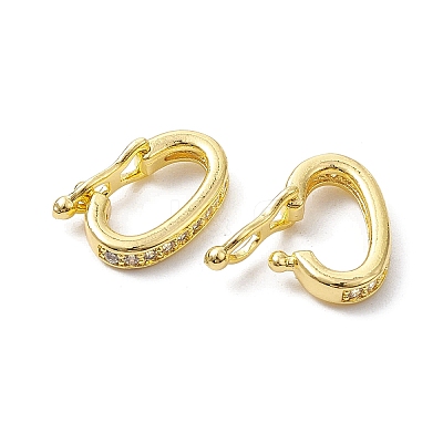 Brass Micro Pave Clear Cubic Zirconia Twister Clasps KK-K360-28G-1