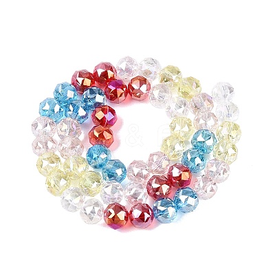 Electroplate Transparent Glass Beads Strands EGLA-Q135-8MM-C04-1