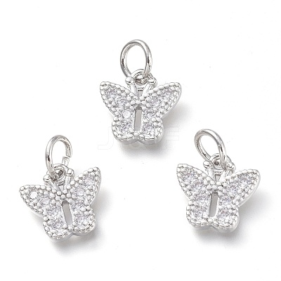 Brass Micro Pave Clear Cubic Zirconia Pendants KK-P188-N01-P-1