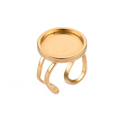 201 Stainless Steel Cuff Ring Findings STAS-S080-040D-G-1