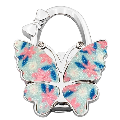 Glitter Butterfly Zinc Alloy Crystal Rhinestone Bag Hanger BAGH-F001-A17-1