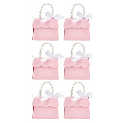 Trapezoid Paper Gift Box with Plastic Imitation Pearl Handles CON-WH0092-65B-1