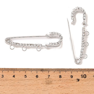 Iron Rhinestone Safety Pins Brooch Findings JEWB-E045-01A-P-1