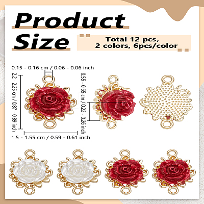 12Pcs 2 Colors Alloy Flower Connector Charms FIND-LP0007-89-1