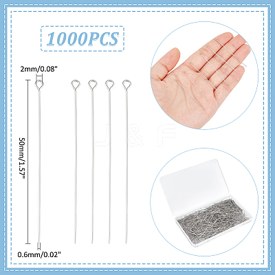 1000Pcs Stainless Steel Eye Pins STAS-UN0058-29-1
