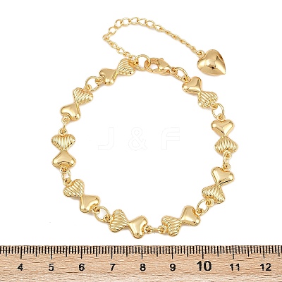 304 Stainless Steel Heart Link Chain Bracelets for Valentine's Day Gift BJEW-D359-17C-G-1