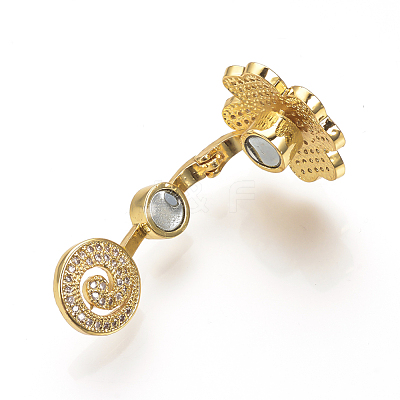 Brass Micro Pave Cubic Zirconia Magnetic Clasps ZIRC-S058-05G-1