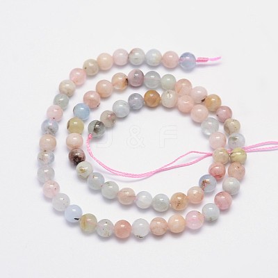 Natural Morganite Round Bead Strands G-I159-6mm-1