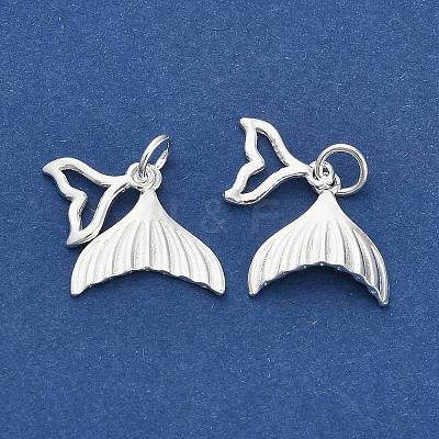 925 Sterling Silver Whale Tail Charms STER-P071-12S-1