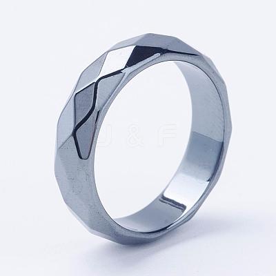 Electroplate Non-Magnetic Synthetic Hematite Rings RJEW-F068-18mm-1