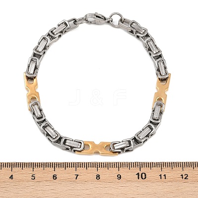201 Stainless Steel Byzantine Chain Bracelets for Women BJEW-B143-13GP-1