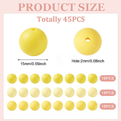 45Pcs 3 Colors Round Silicone Focal Beads SIL-TAD0001-01D-1