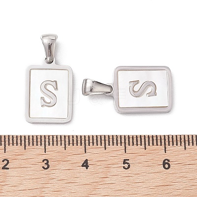 304 Stainless Steel Pave Shell Pendants STAS-G327-01P-S-1