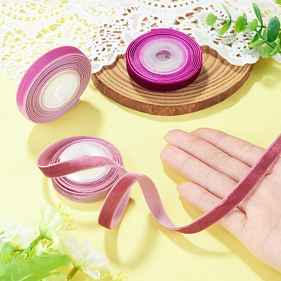 3Rolls 3 Colors Single Face Velvet Ribbon for Clothes Accessories OCOR-TA0004-09A-1