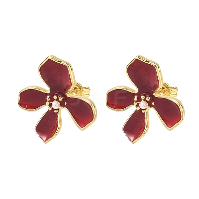 Brass Enamel Stud Earrings for Women KK-CBA760A-11G-06-1
