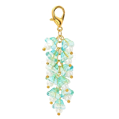 Trumpet Flower Glass Pendant Decorations HJEW-YW0001-02A-1