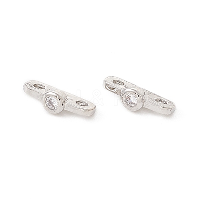 Rack Plating Brass Pave Clear Cubic Zirconia Connector Charms LS-KK-G433-04P-1