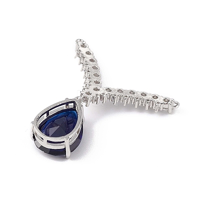 Rack Plating Brass Micro Pave Cubic Zirconia 2-Loop Pendants KK-C019-02P-1
