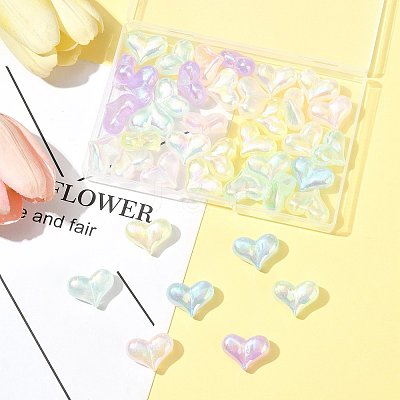 40Pcs UV Plating Rainbow Iridescent Acrylic Beads OACR-FS0002-25-1