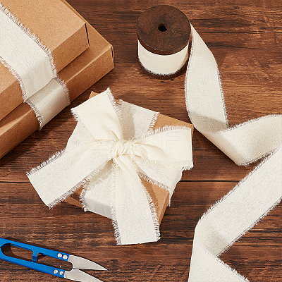 5 Yards Cotton Frayed Fringe Ribbon OCOR-WH0081-37-1