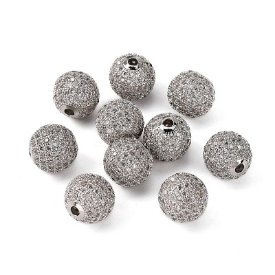 Brass Cubic Zirconia Beads ZIRC-F001-15P-1