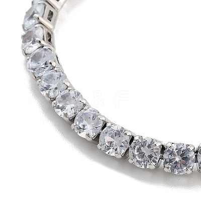Brass Pave Clear Cubic Zirconia Flat Round Box Chain Slider Bracelets BJEW-YWC0002-12B-P-1