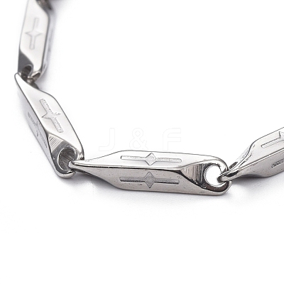 Tarnish Resistant Unisex 304 Stainless Steel Bar Link Chain Bracelets BJEW-L637-39-P-1