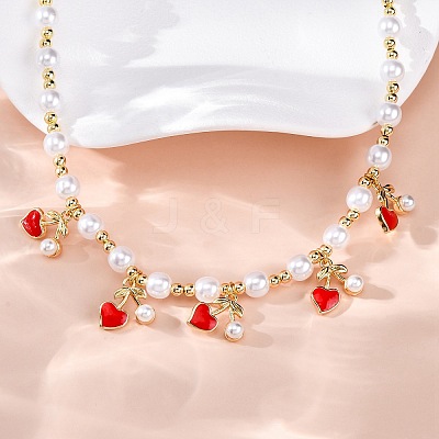 Brass Micro Pave Clear Cubic Zirconia Beaded Necklaces NJEW-Z059-04G-02-1