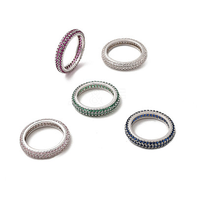 Brass Micro Pave Cubic Zirconia Finger Rings RJEW-P166-10P-1