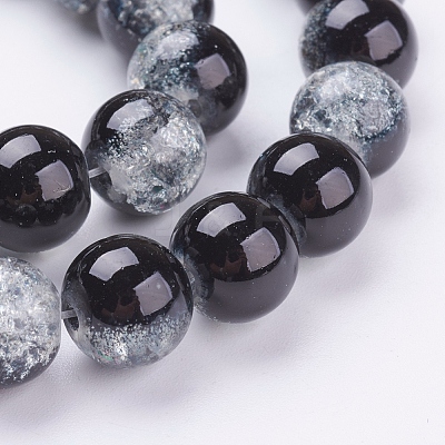 Spray Painted Crackle Glass Beads Strands CCG-Q002-10mm-11-1