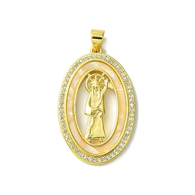 Real 18K Gold Plated Brass Micro Pave Cubic Zirconia Pendants KK-H472-14G-10-1
