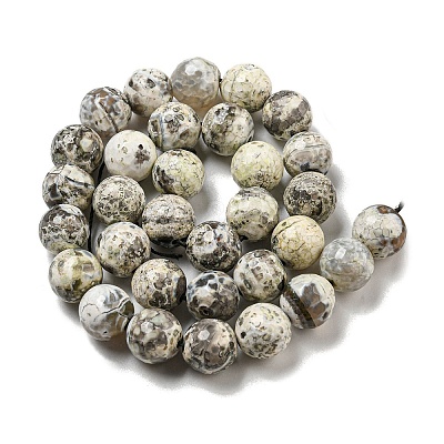 Faceted Natural Fire Crackle Agate Beads Strands G-F447-12mm-H03-1